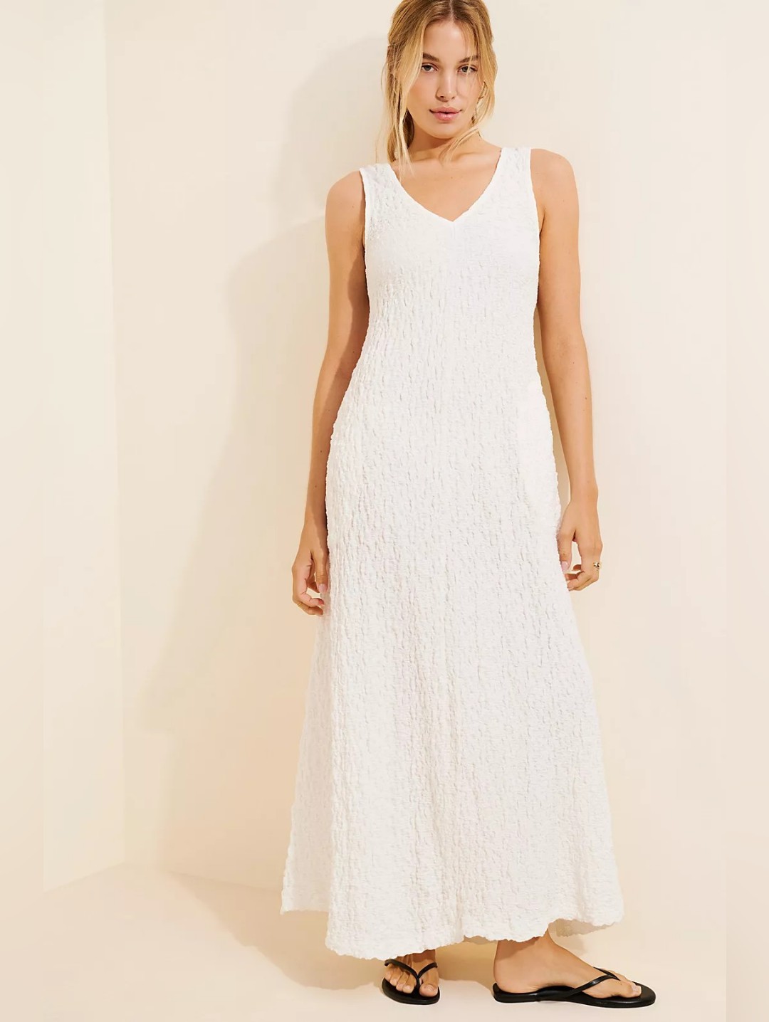 Nwot Free People Adia White Maxi Dress With Pockets Size Small Oversized